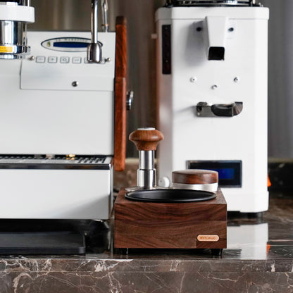 watchget Knock Box Wooden Knock Box with tamper station Espresso tamping station,Coffee Organizer Box Fit for Storage 51/54/58MM Tamper, Distributor Coffee Dump Bin Wood Espresso Accessories