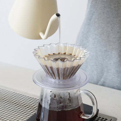 watchget 1-2Cup Coffee Wave Paper Filter 50 Count Disposable Basket Coffee Filter Paper Compatible with Kalita Wave Dripper 155 Series, Single Serve Coffee Pot, Pour Over and Drip Coffee Makers