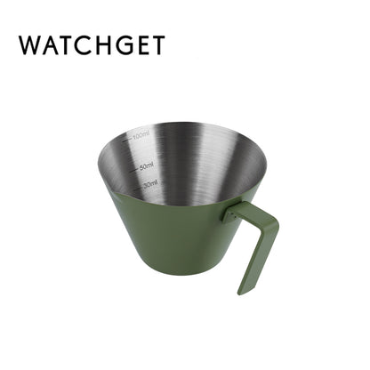 Espresso Shot Cup, watchget Espresso Measuring Cup with Handle and Insdie Mark Stainless Steel Measuring Shot Cup for Barista Cafe Home Professional Espresso Coffee Accessories