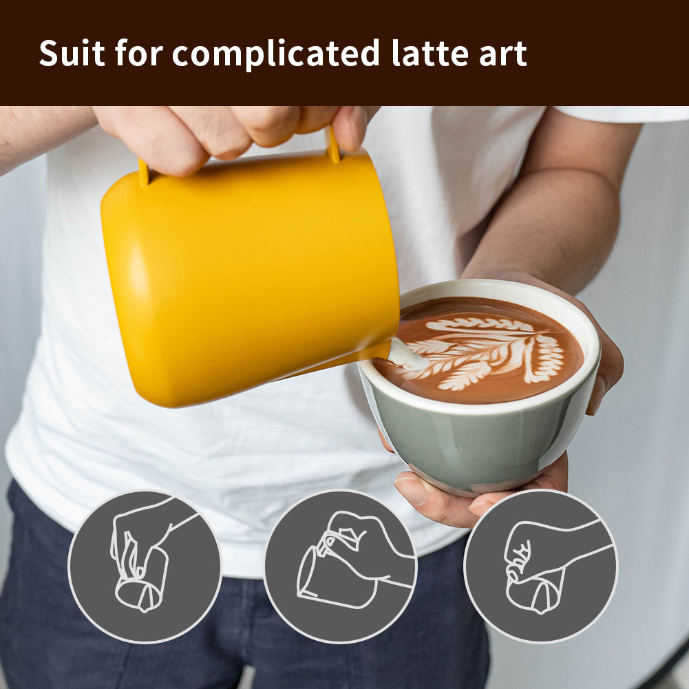 watchget Milk Frothing Pitcher 250ml/8oz Stainless Steel Espresso Steaming Pitcher Milk Coffee Cappuccino Latte Art Barista Steam Jug Espresso Frother Cup, Silver