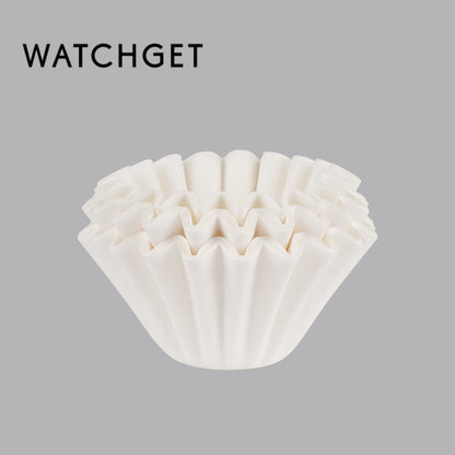 watchget 1-2Cup Coffee Wave Paper Filter 50 Count Disposable Basket Coffee Filter Paper Compatible with Kalita Wave Dripper 155 Series, Single Serve Coffee Pot, Pour Over and Drip Coffee Makers