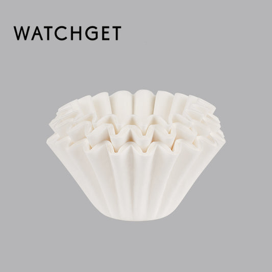 watchget 1-2Cup Coffee Wave Paper Filter 50 Count Disposable Basket Coffee Filter Paper Compatible with Kalita Wave Dripper 155 Series, Single Serve Coffee Pot, Pour Over and Drip Coffee Makers