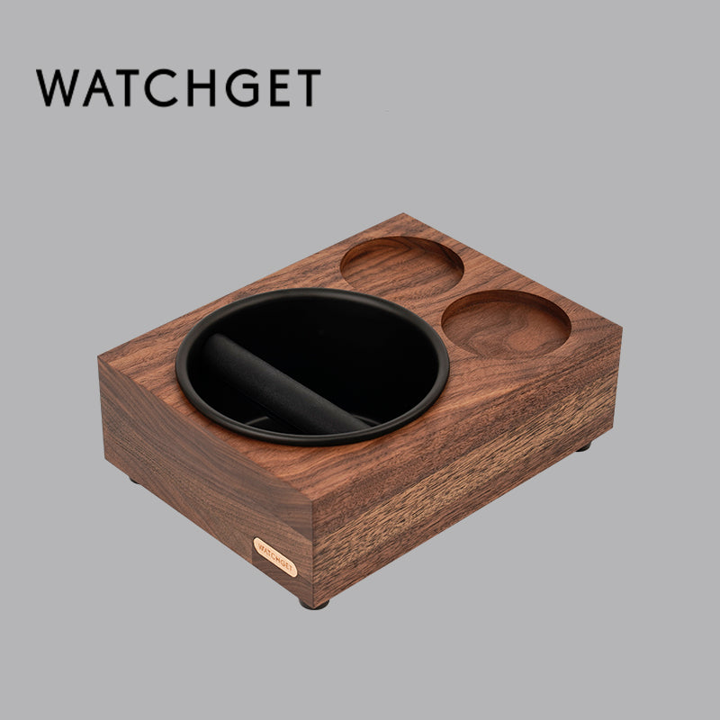 watchget Knock Box Wooden Knock Box with tamper station Espresso tamping station,Coffee Organizer Box Fit for Storage 51/54/58MM Tamper, Distributor Coffee Dump Bin Wood Espresso Accessories