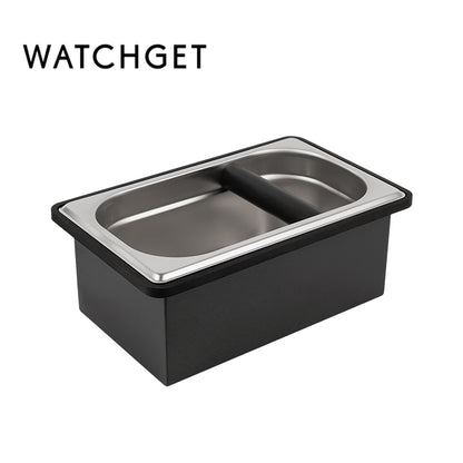 watchget Espresso Coffee Knock Box Durable Stainless Steel Dump Bin for Coffee Pucks Container with Removable Non-Slip Base Coffee Grounds Container for Home/Cafe