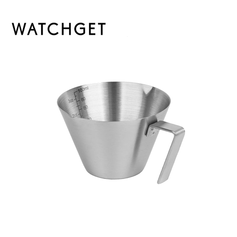 Espresso Shot Cup, watchget Espresso Measuring Cup with Handle and Insdie Mark Stainless Steel Measuring Shot Cup for Barista Cafe Home Professional Espresso Coffee Accessories